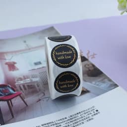 500pcs Handmade with Love Stickers Baking Label Wedding Sticker Party Label Decoration Envelope Seal Stationery Black Sticker