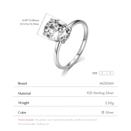 Modian Basic 925 Sterling Silver Big Luxury Oval Cut Clear Zirconia Finger Ring For Women Engagement Wedding Band Promise Ring