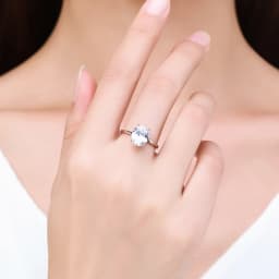 Modian Basic 925 Sterling Silver Big Luxury Oval Cut Clear Zirconia Finger Ring For Women Engagement Wedding Band Promise Ring