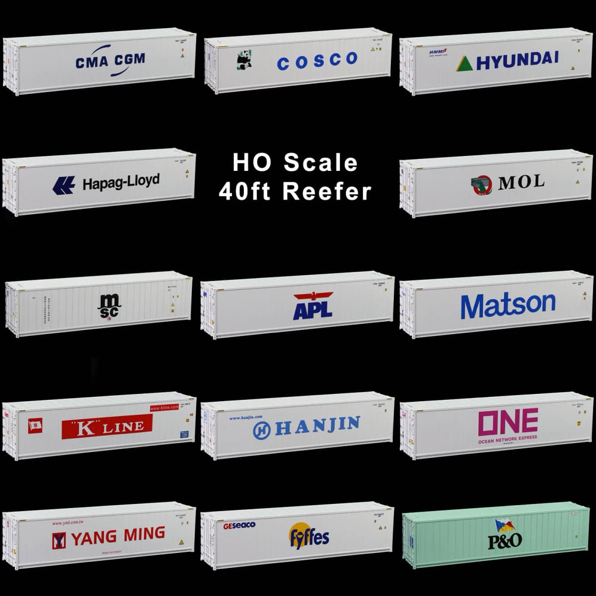 HO Scale 40ft Hi-Cube Reefer 1:87 40' Refrigerator Container Freight Cars Cargo Box C8722