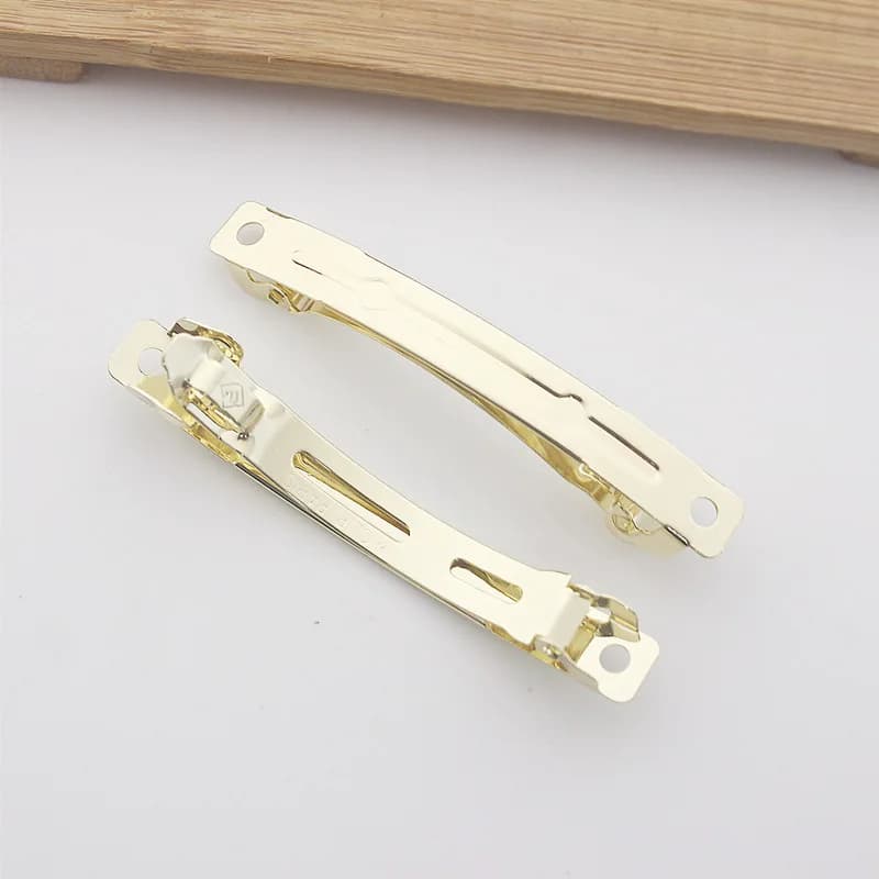 50pcs French Flat Barrette Style Spring Hair Clips Automatic Clip Blank Width Setting Bow Hairpin For Jewelry Making