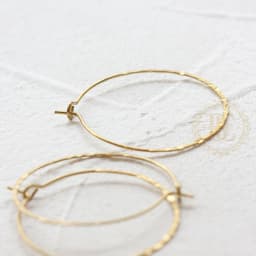 DIY Supply-20 Pieces Solid Raw Brass Hammered Cut Earring Finding - Earring Hook - Earring Hoop (4534C)