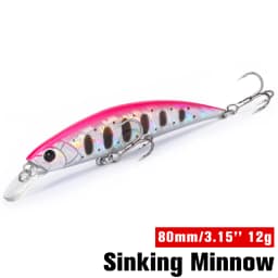 TSURINOYA Fishing Lure Sinking Minnow 80S 12g DW96 8cm Multi-color Rockfish Jerkbait Hard Bait Freshwater Saltwater Wobbler