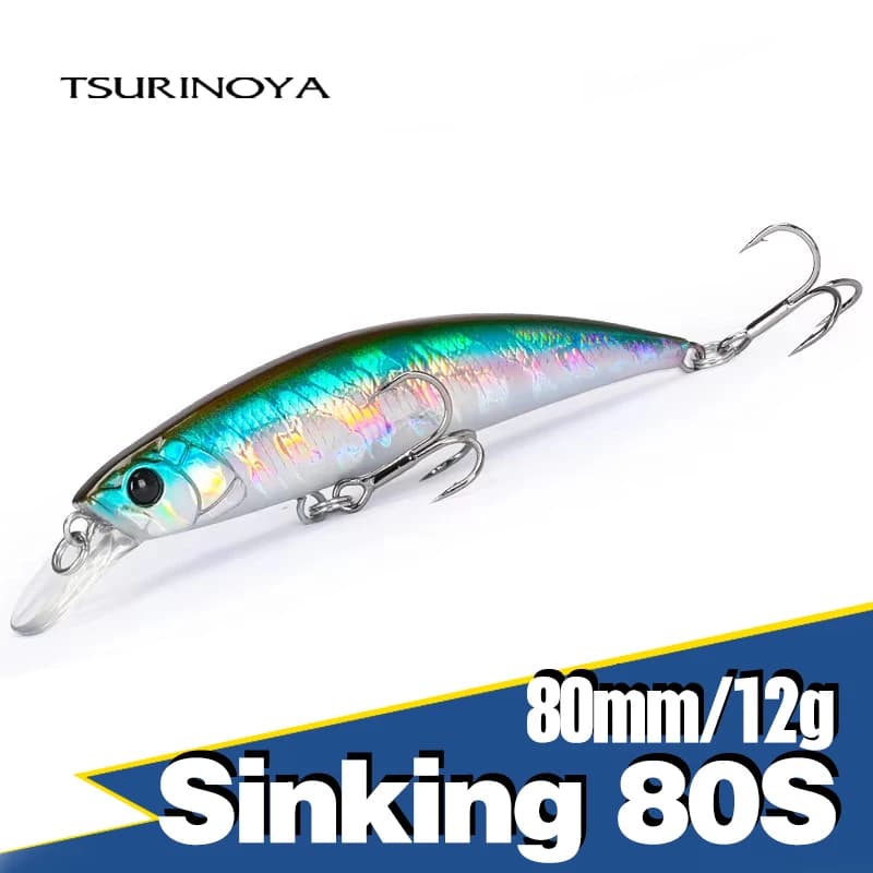 TSURINOYA Fishing Lure Sinking Minnow 80S 12g DW96 8cm Multi-color Rockfish Jerkbait Hard Bait Freshwater Saltwater Wobbler
