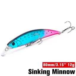 TSURINOYA Fishing Lure Sinking Minnow 80S 12g DW96 8cm Multi-color Rockfish Jerkbait Hard Bait Freshwater Saltwater Wobbler