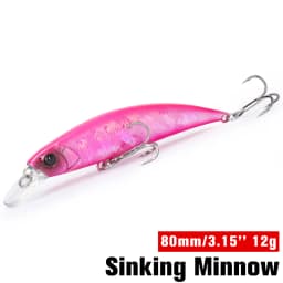 TSURINOYA Fishing Lure Sinking Minnow 80S 12g DW96 8cm Multi-color Rockfish Jerkbait Hard Bait Freshwater Saltwater Wobbler