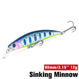 TSURINOYA Fishing Lure Sinking Minnow 80S 12g DW96 8cm Multi-color Rockfish Jerkbait Hard Bait Freshwater Saltwater Wobbler