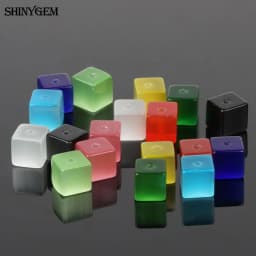 Shinygem 50pcs 4mm 8mm Cat Eye Cube Bead Mix Random Colors Gradient Fluorescence Tiny Natural Stone Beads For Diy Jewelry Making