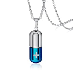Open Pills Capsule Necklace Pendant for Women Men Stainless Steel Medicine Capsule Holder Jewelry