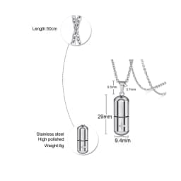 Open Pills Capsule Necklace Pendant for Women Men Stainless Steel Medicine Capsule Holder Jewelry