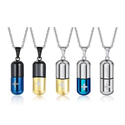 Open Pills Capsule Necklace Pendant for Women Men Stainless Steel Medicine Capsule Holder Jewelry