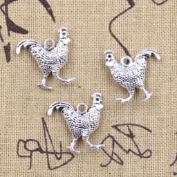 10pcs Charms Rooster Cock Chicken 22x20x6mm Antique Silver Color Pendants DIY Crafts Making Findings Handmade Tibetan Jewelry