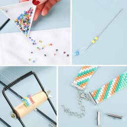 Weaving Beading Loom Easy-to-Use DIY Tool with Elastic Band Charm Czech Glass Beads Needle for Bracelet Necklace Jewelry Makinng