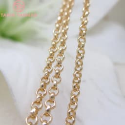 (4292)2 Meter 2MM 2.5MM 3MM 24K Champagne Gold Color Plated Brass Round Link Chains Necklace Chains Quality Jewelry Accessories