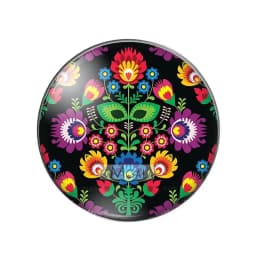 Colorful Black Folk Art Flowers Floral 10pcs mixed 12mm/18mm/20mm/25mm Round photo glass cabochon demo flat back Making findings
