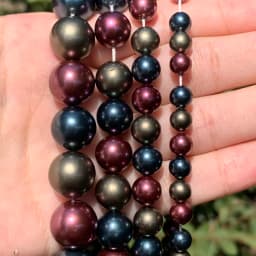 Fine Dark Purple Blue Natural Shell Round Shape Loose Spacer Beads For Jewelry Making DIY Bracelet Necklace 6 8 10 12mm 15''