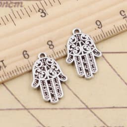 20pcs Charms Fatima Hand Hamsa Palm Protection 20x14mm Tibetan Bronze Silver Color Pendants Antique Making DIY Handmade Craft