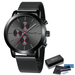 Men Watches CRRJU Top Brand Fashion multifunction Stainless Steel Mesh business Waterproof Wrist Watches Relogio Masculino