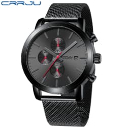 Men Watches CRRJU Top Brand Fashion multifunction Stainless Steel Mesh business Waterproof Wrist Watches Relogio Masculino