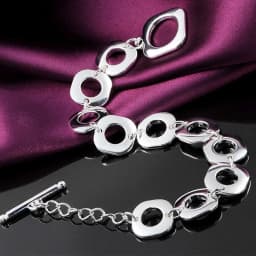 Hot Popular classic Square circle chain 925 Sterling Silver Bracelet for woman man Wedding party Christmas Gifts fashion Jewelry