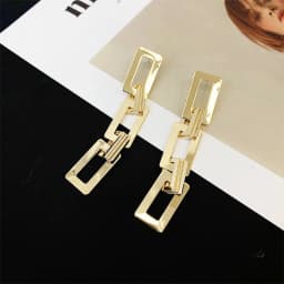 Long Exaggerated Square Hanging Earrings Multi-layers Hollow Geometric Pendants Gold Color Metal Dangle Earrings bijoux femme