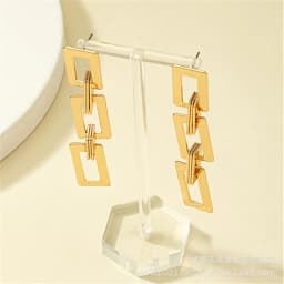 Long Exaggerated Square Hanging Earrings Multi-layers Hollow Geometric Pendants Gold Color Metal Dangle Earrings bijoux femme