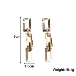 Long Exaggerated Square Hanging Earrings Multi-layers Hollow Geometric Pendants Gold Color Metal Dangle Earrings bijoux femme