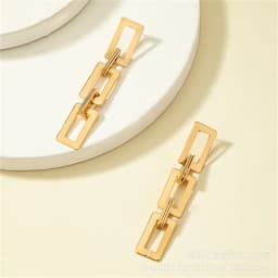 Long Exaggerated Square Hanging Earrings Multi-layers Hollow Geometric Pendants Gold Color Metal Dangle Earrings bijoux femme