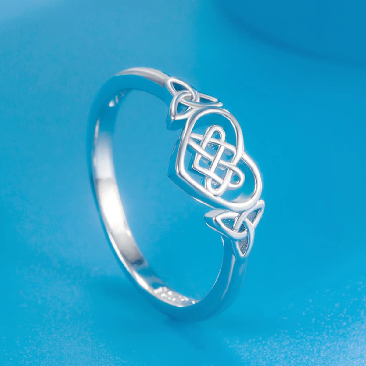 YILUOCD S925 Silver Love Heart Celtic Knot Ring for Women Hollow Out Geometric Ring Wedding Party Gifts Fine Jewelry