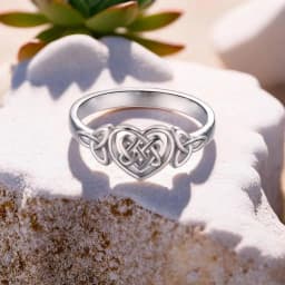 YILUOCD S925 Silver Love Heart Celtic Knot Ring for Women Hollow Out Geometric Ring Wedding Party Gifts Fine Jewelry