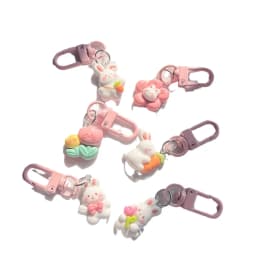Cute Rabbit Keychain for Women Resin Bunny Carrots Bag Pendant Tulip Key Chains Girls Kids Couple Kpop Jewelry Deciration