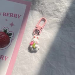 Cute Rabbit Keychain for Women Resin Bunny Carrots Bag Pendant Tulip Key Chains Girls Kids Couple Kpop Jewelry Deciration