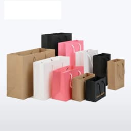 50pcs Custom Logo Print Cardboard Packaging White Black Luxury Gift Shopping Jewelry Paper Bag With Handle for Clothes Shoes Box
