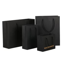 50pcs Custom Logo Print Cardboard Packaging White Black Luxury Gift Shopping Jewelry Paper Bag With Handle for Clothes Shoes Box