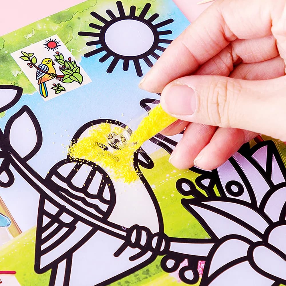 30Pcs Children's Sand Painting Set Baby Diy Handmade Creative Colored Sand Making Kindergarten Cartoon Puzzle