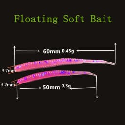 MUKUN 10pcs 03g 0.45g Soft Fishing Lure Rockfish Twin Tail Artificial Wobbler Crankbait Bionic Silicone Fluorescent Worm Bait