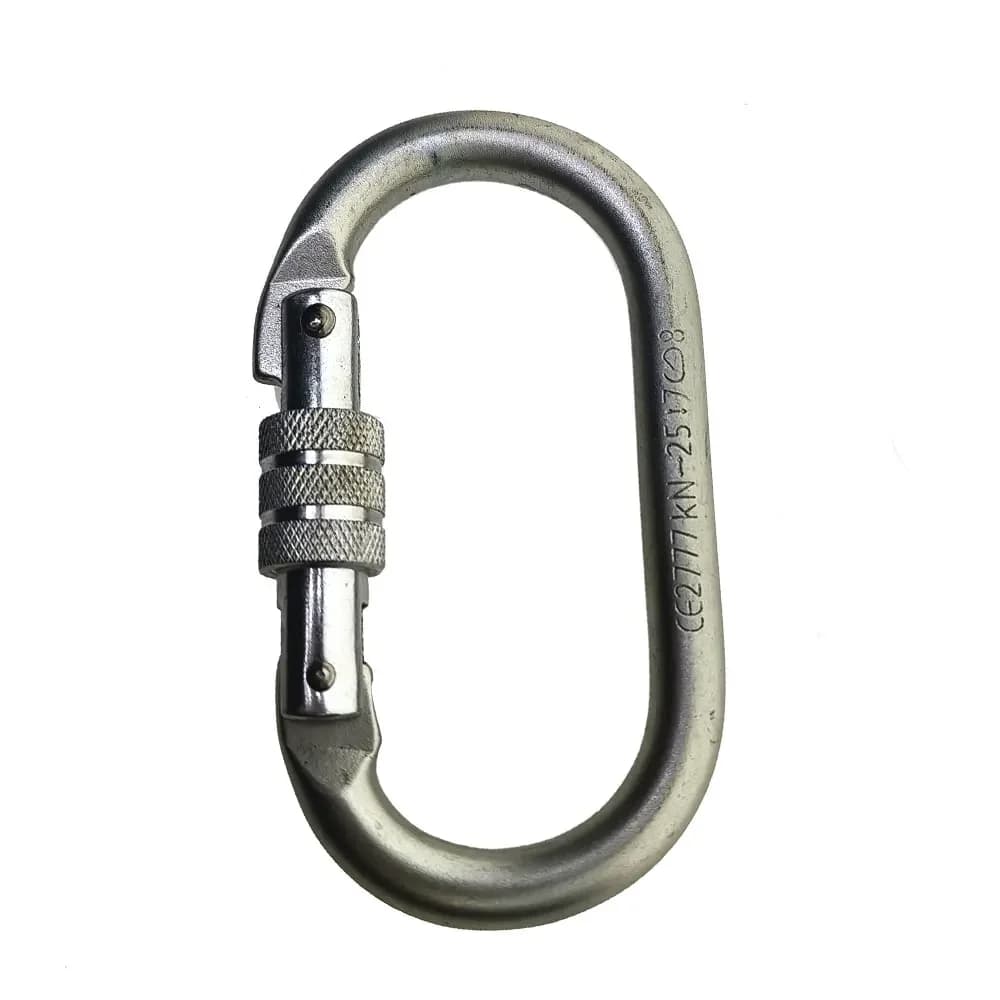 Alloy Steel Oval-Shape 25KN Rock Climbing Hiking Screw Locking Carabiner Keychain Spring Snap Clip Hooks