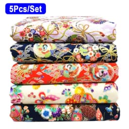 5PCS Japanese Fabric Cherry Blossom Bronzing Cotton Fabric Material Craft Kimono DIY Patchwork Sewing Dolls Bag Needlework Cloth