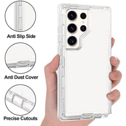 Heavy Duty Transparent Shockproof Dustproof Case For Samsung Galaxy S23 S20 S22 S21 S24 S25 S26 Ultra S10 Note 20 10 Plus 3 in 1