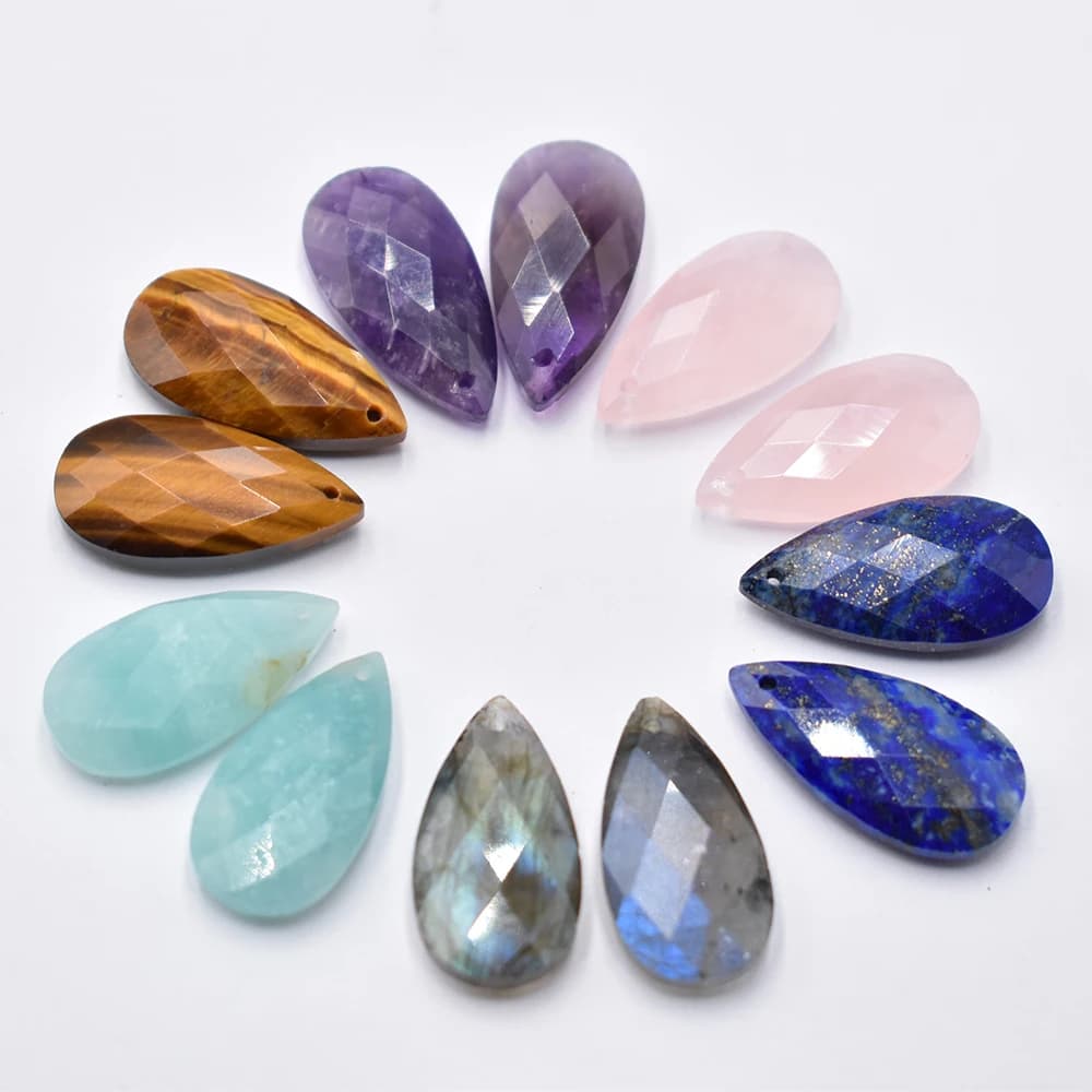 Wholesale 12pcs/lot Fashion Quality Natural Stone Water Drop Shape cut faceted for Jewelry Making Bracelet Necklace Accessories