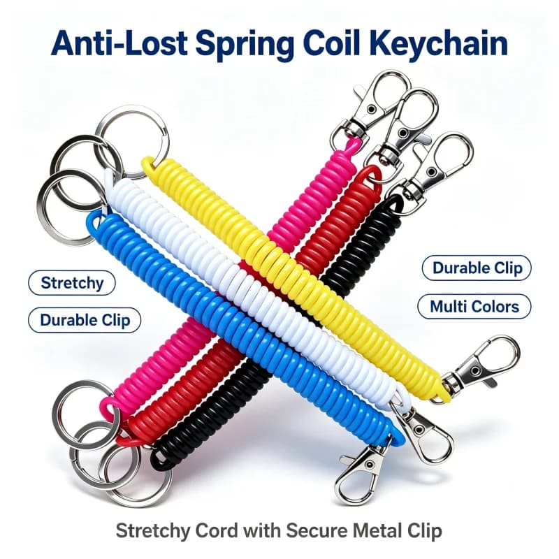 Colorful Spring Rope Keychain Pendant, Extendable Car Keychain Ring, Creative And Personalized DIY Accessory