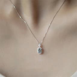 Huitan Square Light Blue Cubic Zirconia Necklace Women Engagement Wedding Accessories Brilliant Pendant Necklace Fashion Jewelry