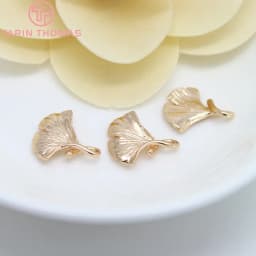 (672) 6PCS 13x16MM 24K Gold Color Plated Brass Ginkgo Leaf Tree Leafs Shaped Charms High Quality Diy Jewelry Accessories