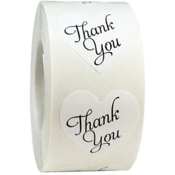50-500pcs Labels stickers Heart shape white thank you Stickers seal labels scrapbooking for Package stationery sticker 1inch