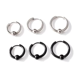 Stainless Steel Metal Ball Charming Huggie Earrings For Man Simple Round Circle Women Ear Hoop Earrings Pierce Jewellry