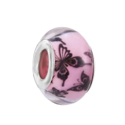 2Pcs/Lot 2021 Original Sculpture Flower Heart Butterfly Charm Beads Fit Pink Murano Glass Crystal Bracelet For Women DIY Jewelry