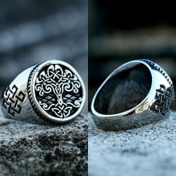 Stainless Steel Tree of Life Signet Ring Classic Men Viking Amulet Rings Nordic Jewelry BR8-732