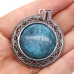 Natural stone Pendant Turquoise Metal Alloy Vintage Round Exquisite charms For jewelry making DIY Necklace accessories 38x42mm