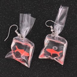 Yungqi Cartoon Kawaii Resin Goldfish Imitation Water Bag Shape Charms Earrings Funny Water Pouch Drop Earring Jewelry Brincos