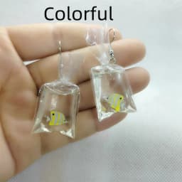 Yungqi Cartoon Kawaii Resin Goldfish Imitation Water Bag Shape Charms Earrings Funny Water Pouch Drop Earring Jewelry Brincos